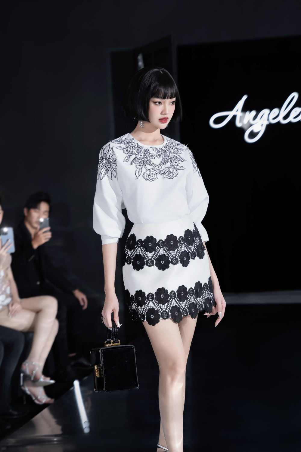 Trefle A-line Floral Taffeta Mini Skirt