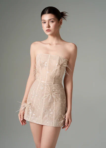 21SIX Elif Tulle Strapless Dress