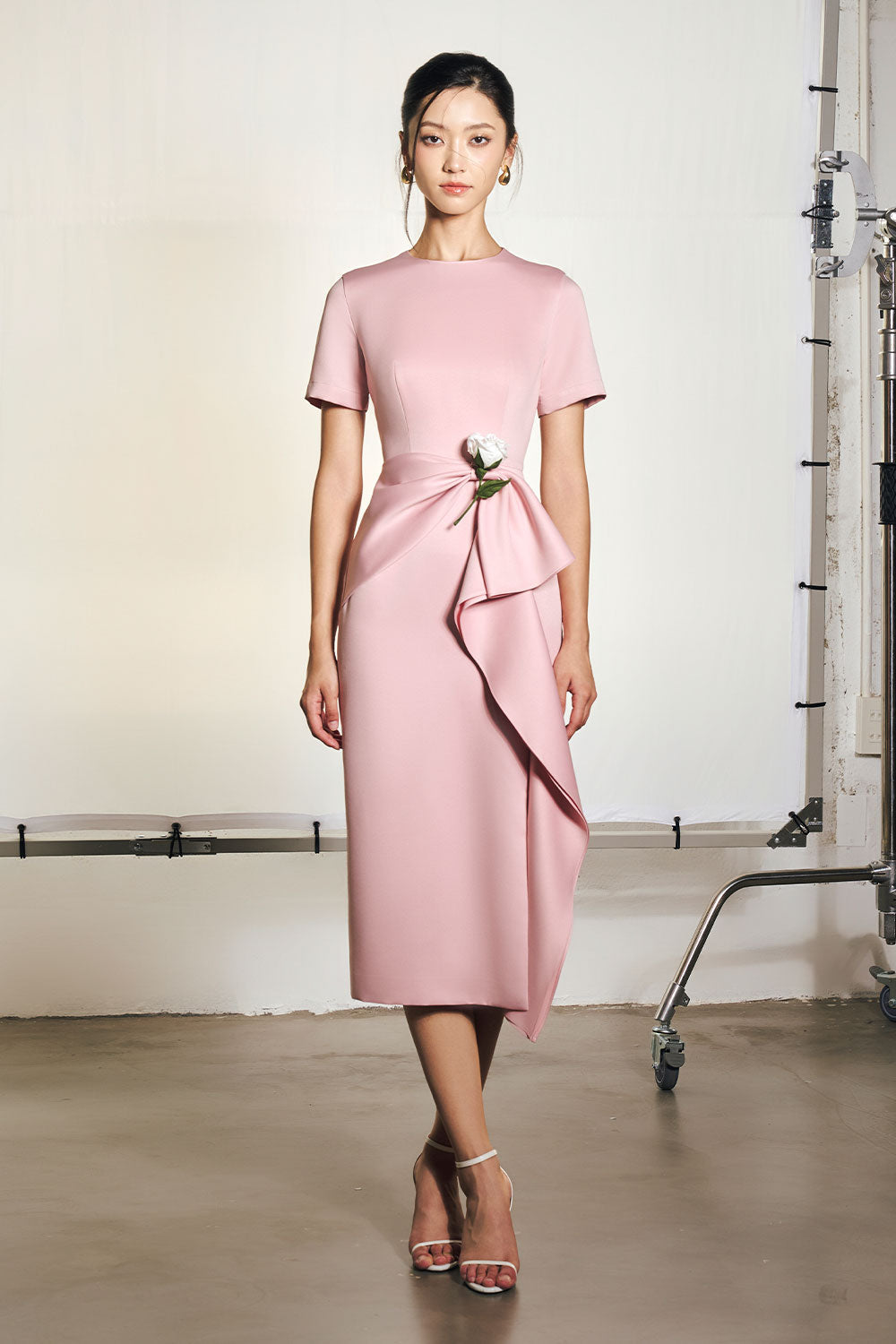 Stella Sheath Draped Polyester Midi Dress