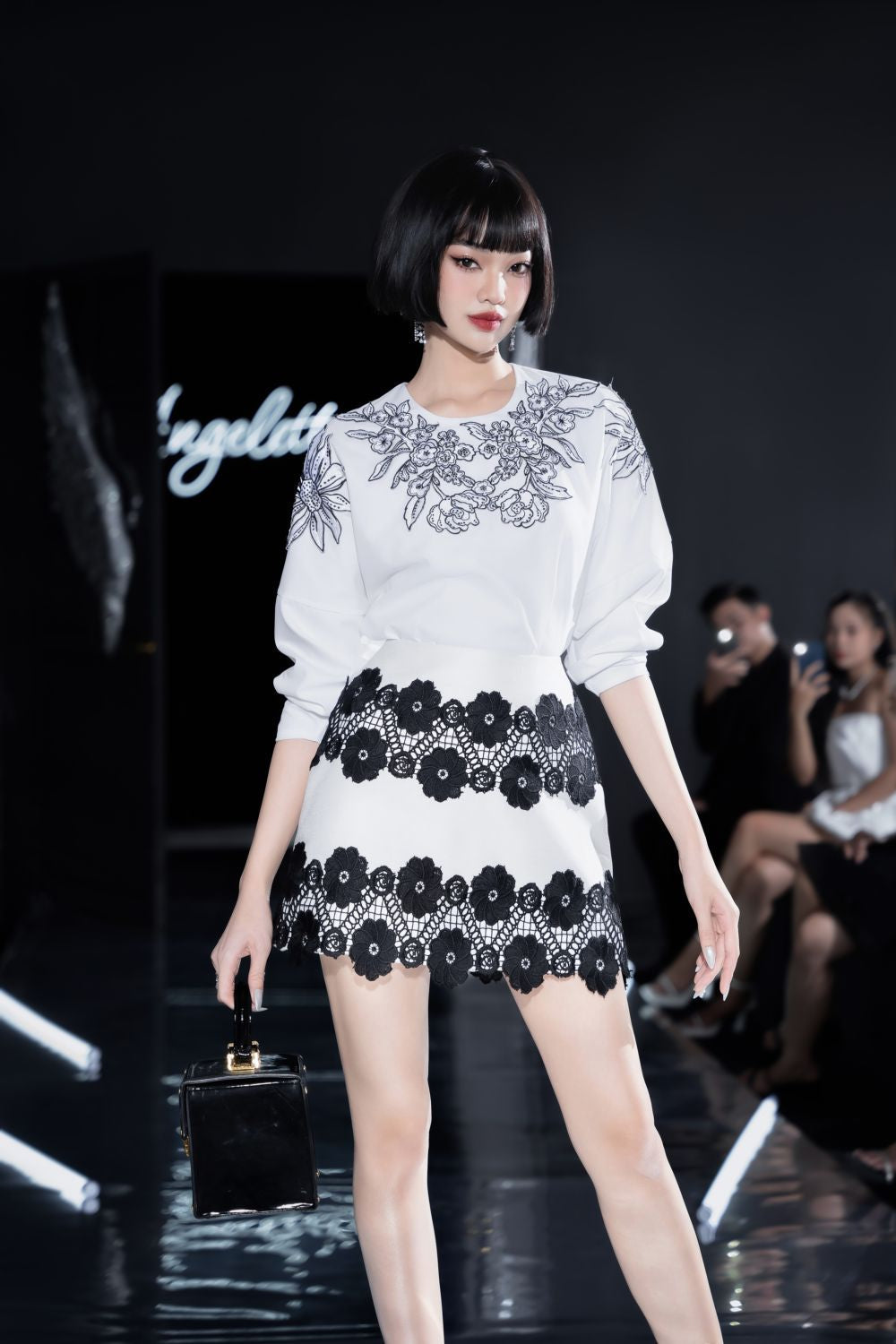 Trefle A-line Floral Taffeta Mini Skirt