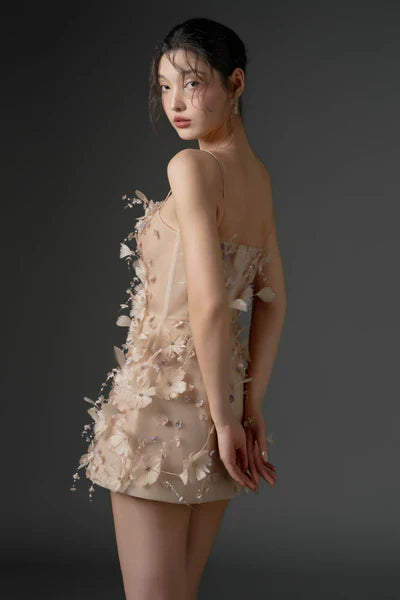 21SIX Dulfine Tulle Feather Flower Dress