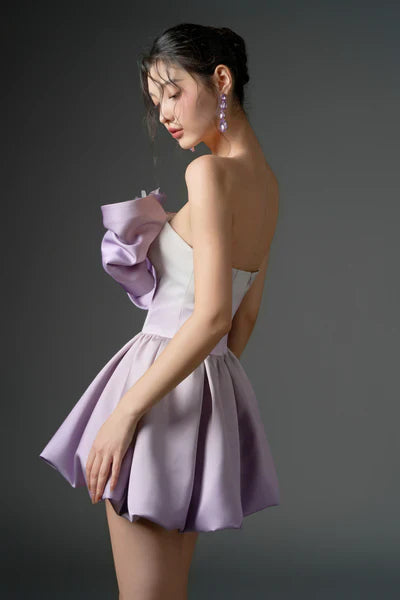 21SIX Fahd Silk Bow Mini Dress