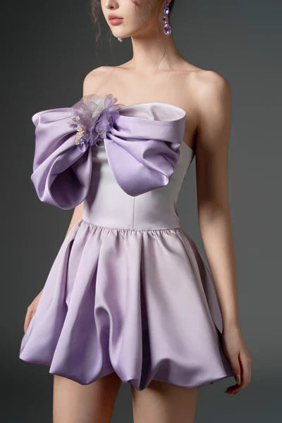 21SIX Fahd Silk Bow Mini Dress