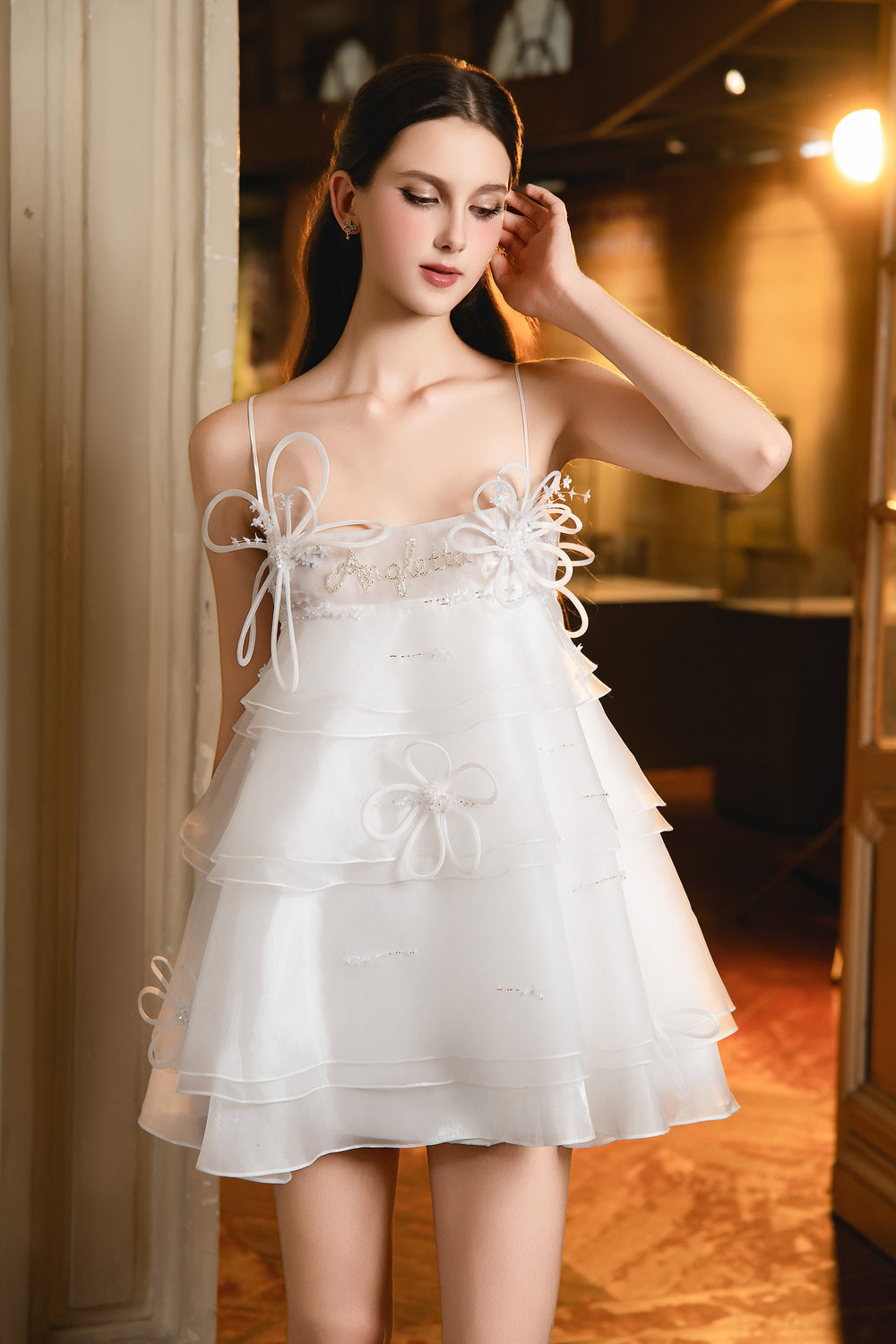 Vincent Babydoll Spaghetti Strap Voile Mini Dress